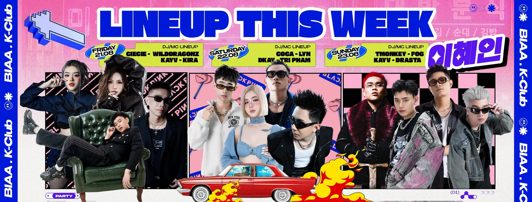 Line-up DJ và MC theo từng đêm trong tuần